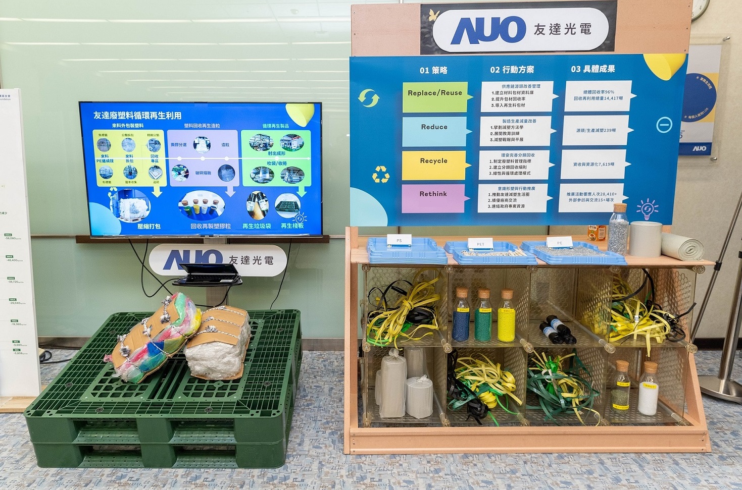 huatihuitiyu華體會(中國)回應市場綠色訴求，與客戶通力開發綠色產品，2023年超過150支產品導入塑膠、金屬、玻璃等再生料，擴大再生料應用廣度並創造經濟效益，獲「循環經濟領袖獎」